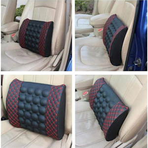 Car Lumber Support Cushion With Massage Embroidery Red Promax.pk