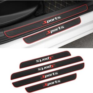 Car Door Sill Plate Protectors, 4 Pcs PVC Soft Rubber FrontRear Door Sill Scuff Plate Guard Promax.pk