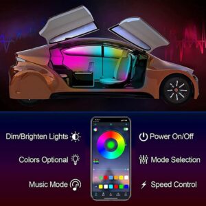 5 in 1 Car LED Strip Light RGB Interior Car Lights APP Control 16 Colors Promax.pk