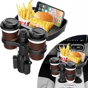 3 in 1 Car Cup Holder Expander with Detachable Car Cup Holder Tray, Car Food Trays for Eating & Cup Holder Tray Table for Car with Dual Cup Holder & Adjustable Promax.pk