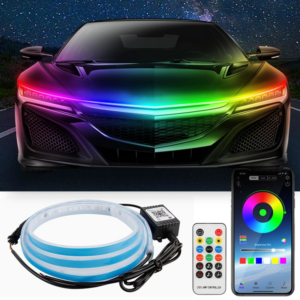 Exterior Car LED Hood Light Strip,RGB Multicolor Dynamic Scan Start Up Hoodbeam Kit with App & Remote Promax.pk