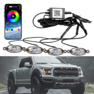 Led 7 Color Grill Lights 4Pcs Smoke Lens Smartphone APP Control promax.pk