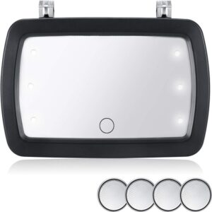 Sun Visor Mirror Car Visor Vanity Mirror Light Sun Shading Cosmetic Mirror Clip on Auto Makeup Mirror with 4 Pieces Button Battery LED and Touchscreen Promax.pk