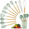 12 Pcs Spatula Spoon Natural Wooden Handles Cooking Tools BPA Non Stick Promax.pk