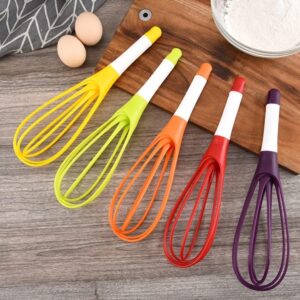 2 In 1 Flat and Balloon Collapsible Twist Whisk Egg Beater Silicone Rotating promax.pk