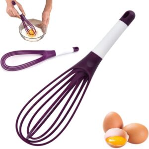 2 In 1 Flat and Balloon Collapsible Twist Whisk Egg Beater Silicone Rotating promax.pk