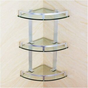 3 Layer Bathroom Aluminum Shower Corner Shelves Tempered Glass promax.pk