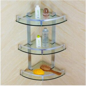 3 Layer Bathroom Aluminum Shower Corner Shelves Tempered Glass promax.pk