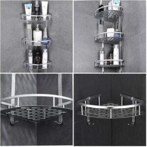 3 Layer Aluminum Bathroom Corner Shelves promax.pk