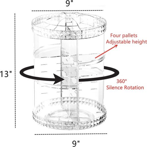 360 Rotating Makeup Organizer Clear Round Spinning Skincare Promax.pk