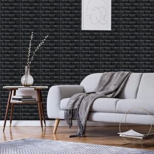 3D Black Brick Foam Sheet Foam Wall Stickers Self Adhesive promax.pk