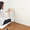 3D White Brick Wallpaper Foam Stickers Self Adhesive promax.pk