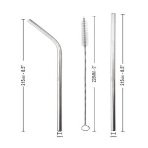 5pcs Stainless Steel Straw Reusable Metal Straw Set with Cleaning Brush promax.pk