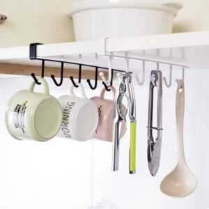 6 Hooks Metal Hanging Rack Holder Under Shelf Mug Cup Cupboard Promax.pk