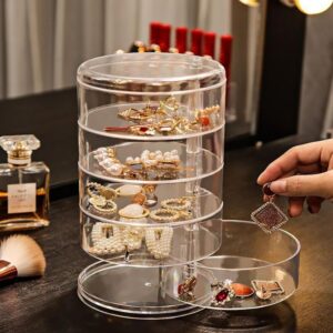 Acrylic 360 Degree Rotating Creative Rotating Jewelry Box Fashion Jewelry Organizer promax.pk