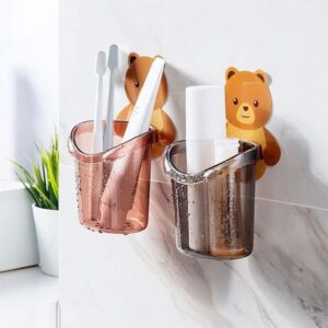 Bear Toothbrush Holder Cup Wall Mounted promax.pk