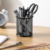 Black Single Round Mesh Metal Pen Pencil Holder Organizer for Home Office promax.pk