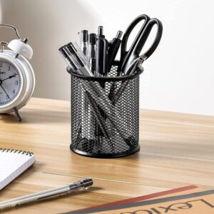 Black Single Round Mesh Metal Pen Pencil Holder Organizer for Home Office promax.pk