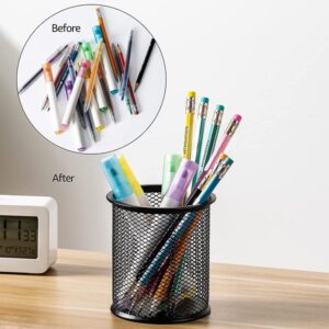 Black Single Round Mesh Metal Pen Pencil Holder Organizer for Home Office promax.pk