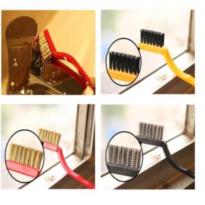 Set of 3 Pcs Mini Wire Brush Cleaning Tool Kit Brass Nylon Stainless Steel Bristles promax.pk