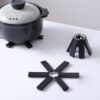 Folding Hot Pot Trivet Non Slip Silicone Heat Resistant Modern Table Flower Shaped promax.pk