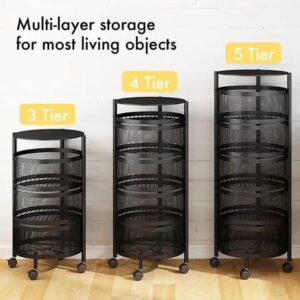 Kitchen Storage Rack with Wheels 3 Layer Carbon Steel Portable Organizer Trolley Fruits and Vegetables (Black) Promax.pk