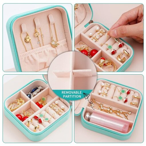 Jewelry Organizer PU Leather Zipper Portable Storage Box Case Dividers Promax.pk