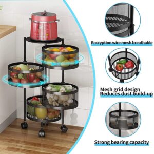 Kitchen Storage Rack with Wheels 4 Layer Carbon Steel Portable Organizer Trolley for Dishes Promax.pk