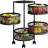 Kitchen Storage Rack with Wheels 4 Layer Carbon Steel Portable Organizer Trolley for Dishes Promax.pk