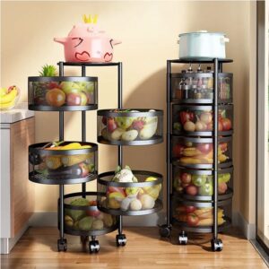 Kitchen Storage Rack with Wheels 5 Layer Carbon Steel Portable Organizer Trolley for Dishes Promax.pk