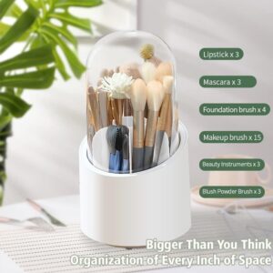 360° Rotating Makeup Brush Holders Organizer Transparent With Lid Dust Proof Vanity promax.pk