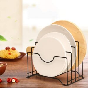 4 Slot Pan Cover Storage Rack Kitchen Cabinet Plate Pot Lid Organizer Stand promax.pk