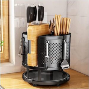 Rotatable Knife Rack Rack Kitchen Chopsticks Cage One piece Knife Holder 360° Rotation promax.pk