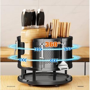 Rotatable Knife Rack Rack Kitchen Chopsticks Cage One piece Knife Holder 360° Rotation promax.pk