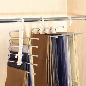 Adjustable 5 in 1 Pants Hanger Made of Plastic & Aluminum promax.pk