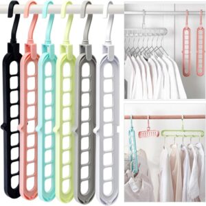 Pack of 6 Multifunctional Organizer Magic Space Saving Hangers with 9 Holes Storage promax.pk