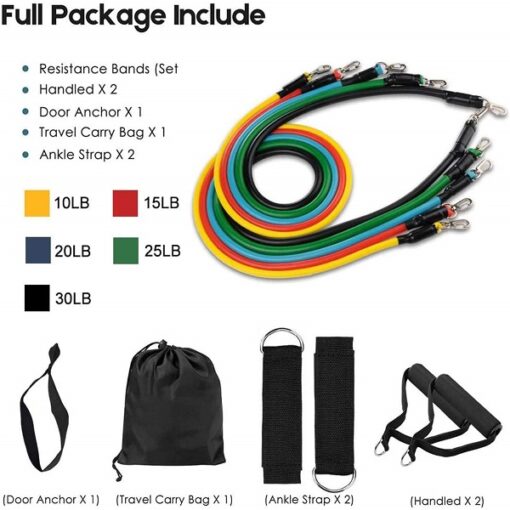 Resistance band 11 Pcs Fitness Resistance Band Set with Stackable Exercise Bands Promax.pk