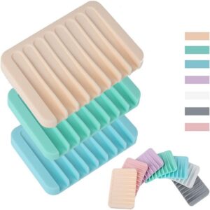 Silicone Soap Dishes Self Draining Soap Bar Holder Soap Saver Sponge Tray promax.pk