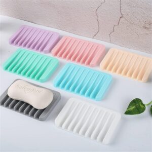 Silicone Soap Dishes Self Draining Soap Bar Holder Soap Saver Sponge Tray promax.pk