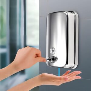 Soap Dispensers Wall Mounted Stainless Steel Kitchen Bathroom Shower Dispenser (500 ML) promax.pk