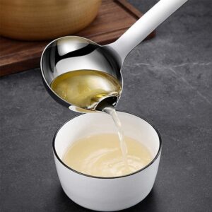 Stainless Steel Oil Soup Separator Spoon Oil Filter Spoon Cooking Spoon with Long Handle promax.pk