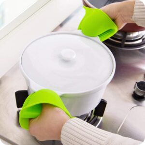 Pair Silicone Pot Holder Heat Resistant Oven Mitts Glove Cooking Pinch Grips Glove promax.pk