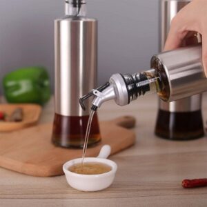 300ml Stainless Steel Olive Oil Dispenser Bottle Glass Cooking Oil & Vinegar promax.pk