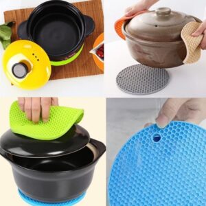 Thick Round Silicone Pot Holders Mat Heat Resistant Non Slip promax.pk