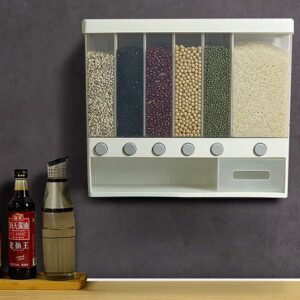 Wall Mounted Grain Dispenser 6 in 1 Kitchen Split Dry Food Container Storage promax.pk