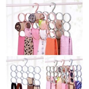 15 Ring Hole Hanger Plastic Hanging Storage Organizer Rack Scarf Holder Ties Promax.pk