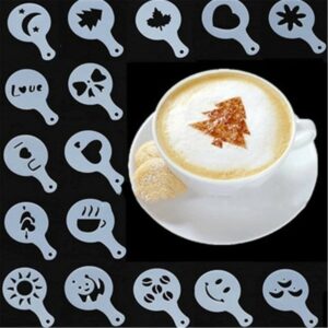 16 Pcs Creative Nice Coffee Stencil Coffee Template Strew Spray Art Stencils Chocolate Design promax.pk