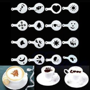 16 Pcs Creative Nice Coffee Stencil Coffee Template Strew Spray Art Stencils Chocolate Design promax.pk