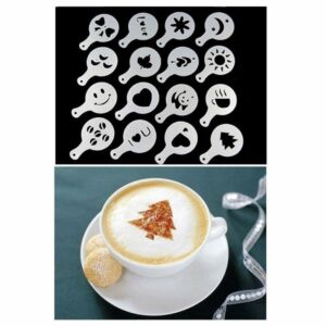 16 Pcs Creative Nice Coffee Stencil Coffee Template Strew Spray Art Stencils Chocolate Design promax.pk