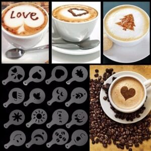 16 Pcs Creative Nice Coffee Stencil Coffee Template Strew Spray Art Stencils Chocolate Design promax.pk